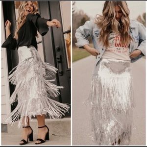 NWT ANTHROPOLOGIE MAEVE TATIANA SEQUINED FRINGE SKIRT